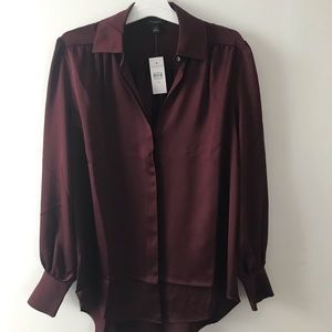 NWT Burgundy silky button down